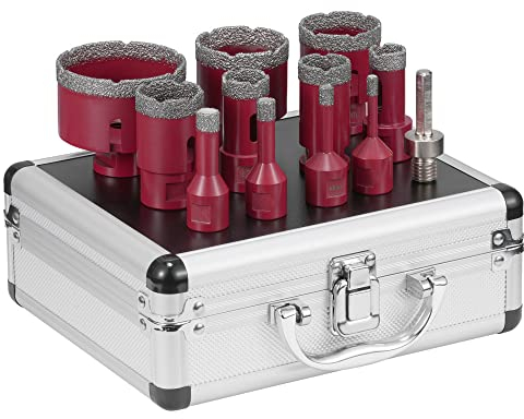 GJCrafts Punte Diamantate per Trapano 6/8/10/12/20/25/28/35/45/50/68MM Sega a Tazza Diamantate con Adattatore M14, 12 Pezzi Frese per Piastrelle con Scatola Alluminio, per Vetro/Piastrelle/Granito