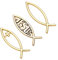 SUPERFINDINGS 3 Stück 3 Stile ABS Kunststoff Jesus Fisch Aufkleber Aufkleber Gold 3D Auto Aufkleber Emblem Aufkleber Kunststoff Auto Emblem Für Jesus Christian Fish Symbol