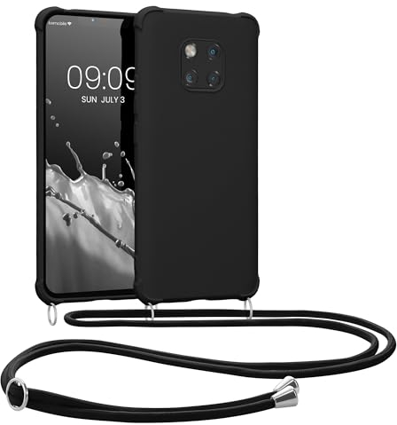 kwmobile Custodia Compatibile con Huawei Mate 20 Pro Cover - Back Case in Silicone TPU - Protezione Smartphone con Cordino - nero