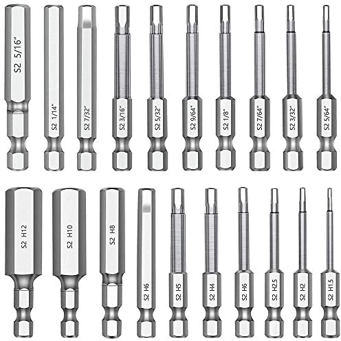 Treki 20pcs Puntas de Destornillador de Cabeza Hexagonal Magnética Destornillador Hexagonal Puntas Juego de Brocas Allen 60mm para Destornilladores Eléctricos Manuales (Métricas y SAE)