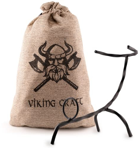 VIKING CRAFT® Trinkhorn Ständer [0,5-1,0l] - Robuster Eisen Trinkhorn Halter für Wikinger Hörner - Mittelalterlicher Horn Ständer, LARP