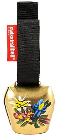 Das Original!! swisstrailbell® Edition Messing mit handgemalten Alpenblumen, Trailbell, Fahrradglocke, Bear Bell