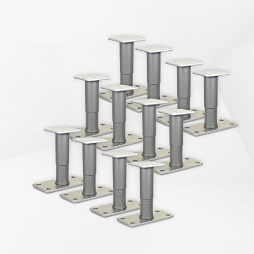 BB STANZ Pfostenträger Bodenplatte 160 x 80 x 6 mm (12 Stück) Stützfuß Bodenfuß Betonfuß höhenverstellbar verstellbar mit Platte Trägerplatte 80 x 80 x 6 mm