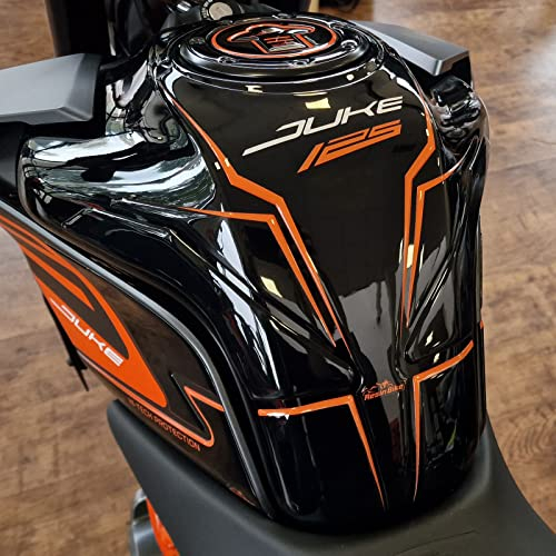 Resin Bike Adhesivos de Moto Compatibles con KTM 125 Duke 2021-2022 Plata. Protección Protector de Tanque de Choques y Arañazos de Moto. Adhesivo 3D Resinado - Made en Italy