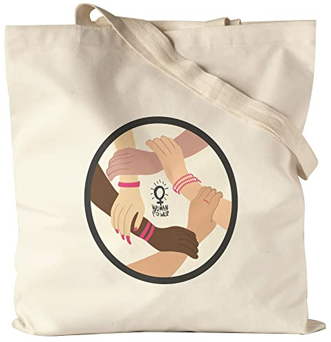 Hey!Print Frauenpower Jutebeutel Stoffbeutel Canvas Geschenk für Superheldinnen Women Power Frauentag Feminismus