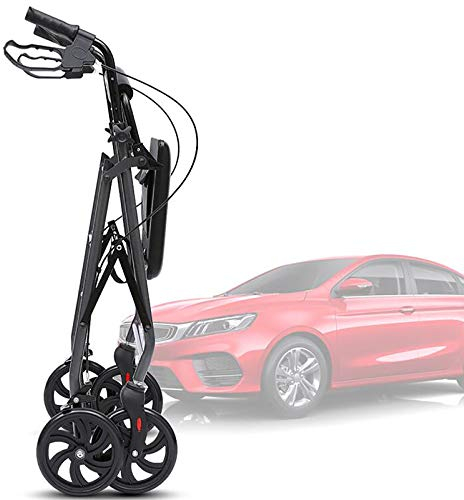 Tragbarer 2-in-1-Rollator in Silber, faltbar, höhenverstellbar mit großen Rädern, Sitz und Fußstütze, für Senioren, Einkaufswagen-Rollstuhl needed