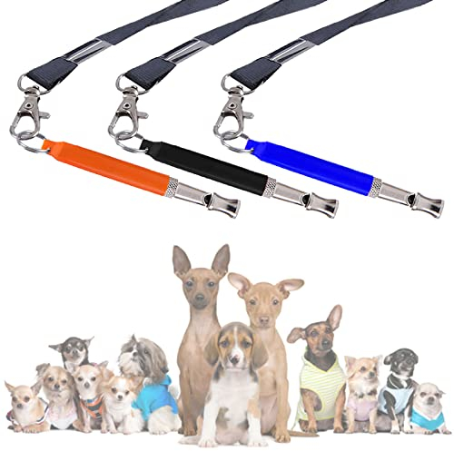 DKDDSSS 3 Stück Hundepfeife, Ultraschall Hundepfeife, Einstellbare Hochfrequenz Hunde Zubehör mit Lanyard für Hundeerziehung Hundetraining