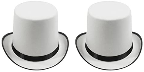 Harilla 2X Deluxe Weiß Formale Kostüm Zylinder Hut Party Fedora
