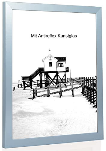 Cadre photo bleu avec verre anti-reflets - Dimensions de l'image : 40 x 60 cm - Largeur de la baguette : 30 mm