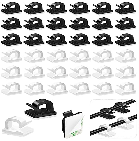 Yuechenggui 80 Stück Kabelhalter Selbstklebend Kabel Organizer Kabelhalterung Selbstklebende Kabelwandklammer Φ2mm-4mm Kabel Finisher-Drahtklemme für Netzkabel USB Ladekabel Lichterketten