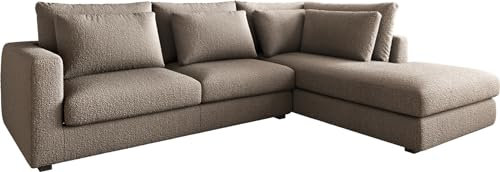 DELIFE Eckcouch Isla Bouclé Schlamm 330x225 cm Ottomane rechts