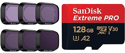 Freewell All Day – 6er Pack ND4, ND8, ND16, ND32, ND64, ND1000 Filter & SanDisk Extreme PRO microSDXC UHS-I Speicherkarte 128 GB + Adapter & RescuePRO Deluxe