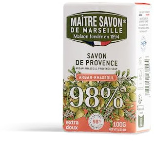 Maître Savon de Marseille- Savon de Provence Argan et Rhassoul - 98% d'origne naturelle