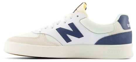 New Balance Men's 300 V3 Court Sneaker, White/Sea Salt/Vintage Indigo, 12 M
