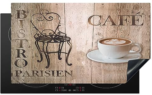 KitchenYeah© Protege Couvre Plaque De Cuisson Décoration Cuisine Tapis Protection Protecteur Induction 90x52 cm Bistro Parisien - Café - Café - Vendanges - 90x52 cm