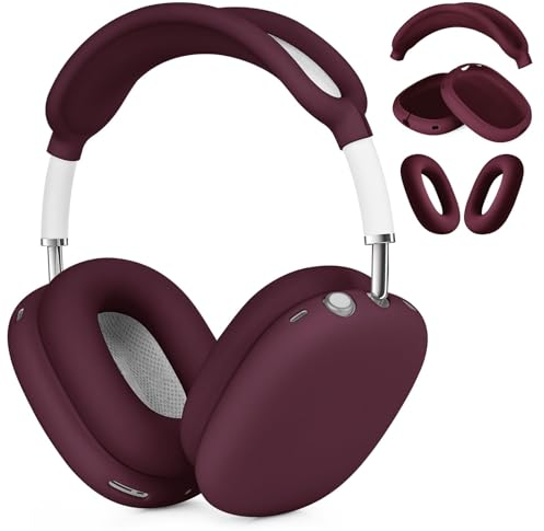 VISOOM Case für Airpods Max Kopfhörer, weiche Silikon Schutzhülle für Apple Airpod Max Zubehör Cases(Burgundy)