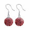 Ohrringe 925 Silber Ohrhänger rot Kugel Weihnachten Glitzer