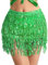 Damen Rock Pailletten Quasten Rock Bauchtanz Kostüm Bauchtanz Hüfttuch Festival Glitzerrock Mini Rock für Damen und Mädchen (Grün)