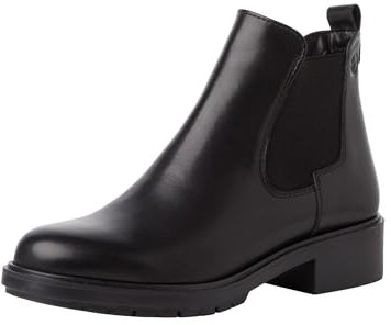 Tamaris Damen Chelsea Leder Blockabsatz bequem; BLACK, EU 37