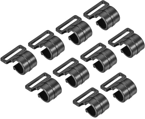 M METERXITY 10 Pack C-Clips Clamps for Tent Pole - Plastic Clips Tent Hook Awning Clamps Fasteners, Apply to Camping Hiking (11mm, Black)