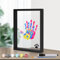 Familien Handabdruck Set, Transparent Familien Handabdruck Baby Fotorahmen Set DIY Bastel Bilderrahmen aus Holz Andenken Geschenke für Frischgebackene Eltern mit 6 Acrylfarben (Schwarz)