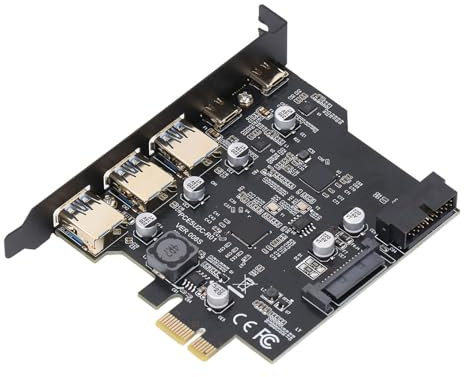 PCIe-zu-USB-3.2-Gen-1-Karte mit 5 Gbit/s, 3 USB Typ A und 2 USB Typ C, PCI-Express-Erweiterungskarte, USB-Kartenadapter für für Linux, OS X Desktop-PC