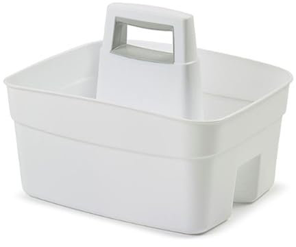 Shop4allsorts Large White Kitchen Tidy Cleaning Caddy Household Tidy Basket With Grey Insert Handle