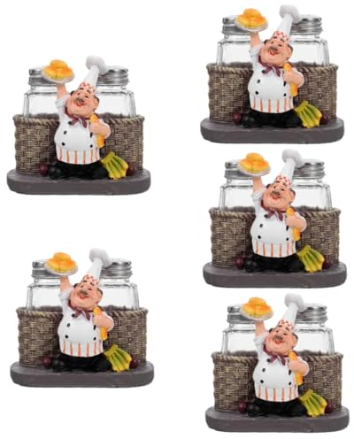 PRETYZOOM 5 Pz L'ampolla Dello Chef Simpatici Agitatori Di Sale e Statua Decorativa Dello Chef Di Shaker Per Condimenti Barattolo Di Zucchero Barattoli Di Sale Bicchiere