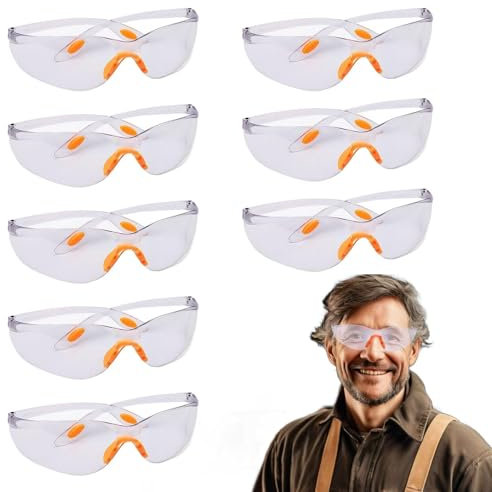Pack De 8 Gafas De Seguridad Trabajo,Gafas Proteccion,Gafas De Proteccion Trabajo,Gafas Proteccion Trabajo,Gafas Seguridad,Gafas De Seguridad Con Nariz De Goma Gafas De Laboratorio