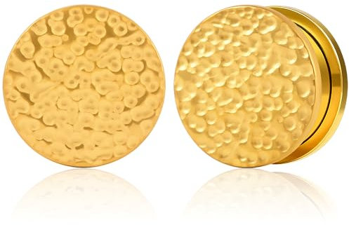 Vankula Ohr Tunnel 1 Paar Single Flared Flesh Plugs Edelstahl für männer damen Ohrpiercing Gestreckte Schmuck 6mm(2G) Gold