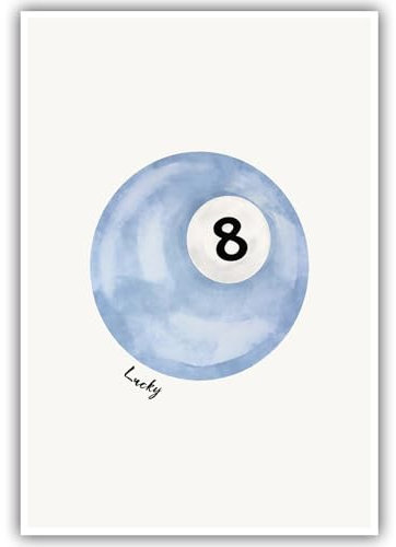Trendige Lucky You-Poster, Vintage-Stil, blaue 8 Kugeln, Wandkunst, flippige acht Poolkugeln, Retro-Billardkugeln, Leinwanddrucke für adrette College-Wohnheim, Wohnung, Wohnzimmer, Schlafzimmer,