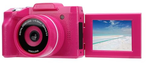 Fotocamera Digitale, Fotocamera Reflex FHD 16MP 1080P con Schermo LCD Ribaltabile da 2,4 Pollici, Zoom 16X, Anti-vibrazioni, Fotocamera Vlog Portatile per Record di Crescita