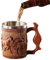 Jarra de cerveza - Jarra de cerveza artesanal, jarra de madera de acero inoxidable | Jarra de cerveza con caballo corriendo Simulación de barril de madera Jarra de cerveza vintage de doble par