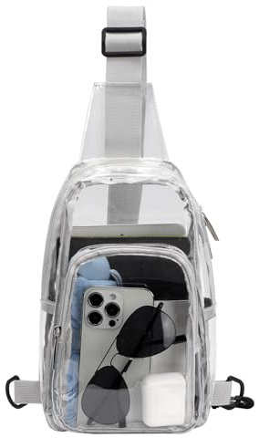 TINYAT Transparente Schultertasche für Herren, Stadiongenehmigt, transparente Umhängetasche für Damen, Umhängetasche mit verstellbarem Riemen, T560
