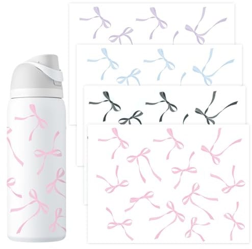 4 Pcs Bows Stickers for Owala Bottle, Glass Cup Bows Decals Transfer Stickers for Glass Cups for Owala Glass Cup Craft Decal Decorate