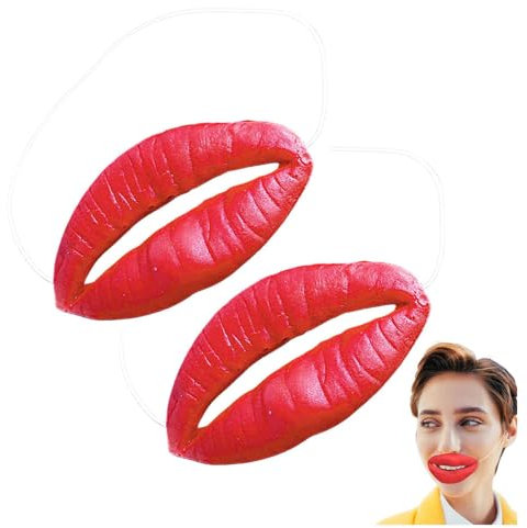 2 Stück Gefälschte Rote Lippen, Wurst Mund Requisiten, Rote Wurstlippen Karneval, Große Rote Lippen Fasching, Lustige Latex Lippen Fotorequisiten, Lippen-Streich-Spielzeuge Für Cosplay Party