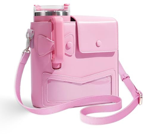 Sac compatible avec Stanley Cup, sac de transport pour S-tanley Cup 40 oz Sac d'accessoires avec compartiment et bandoulière réglable Convient à la plupart des porte-gobelets S-tanley, rose, Taille