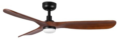 ventyly / ROWIND/Ventilador de techo negro/madera nogal con luz, Ø120 cm/Ultra Silencioso, bajo consumo, 6 Velocidades, Mando a distancia, Verano-Invierno, temporizador, Luz LED regulable