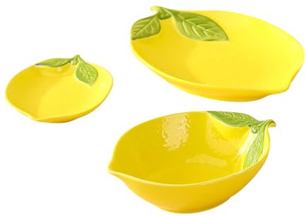 Plates and Bowls Sets Adorable Cartoon Lemon Dinnerware Set Perfect for Your Little Ones' Mealtime Grey Dinner Set (Yellow, One Size)