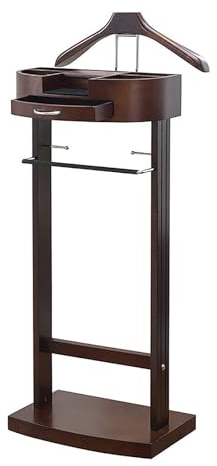 Valet Stand multifonctionnel, porte-vêtements en bois massif avec base et support de pantalon Valet Stand,Valet de vêtements debout au sol