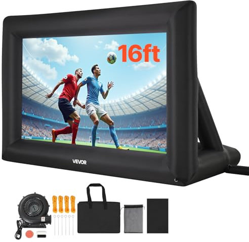 VEVOR Schermo Cinematografico Gonfiabile 4090 x 1600 x 2720 mm Schermo Gonfiabile per Proiezione Lavabile in 600D con Borsa Portatile, Proiettore Cinematografico 16:9, per Esterni, Feste a Tema