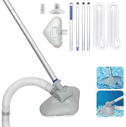 Aspirador de piscina con barra telescópica, manguera y boquilla de entrada para piscina, para spas, jacuzzis, piscinas (A)