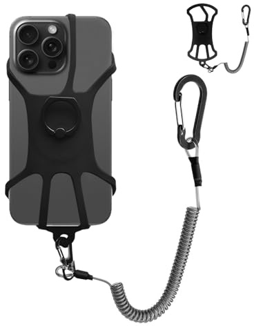 Rucksackgurt Handy Halter, Verwendung als Schultergurt Smartphones Halter oder Wandern/Alpinismus/Klettern/Reisen Tether, Handy Coiled Lanyard sorgt dafür, DASS Ihr Telefon sicher und geschützt