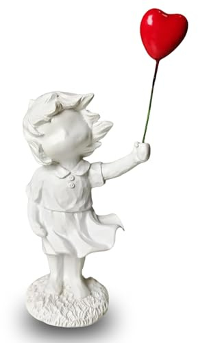 PIGPIGFLY Banksy Figur Skulptur,Ballonmädchen-Statue,Deko Wohnzimmer,Home Store Dekoration, Modern Abstract Kunst Skulpturen Deko, Bürodekorationen,Polyresin, Geschenk(Weiss)