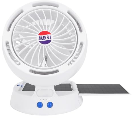 Walmeck Solar Camping Fan LED Light 4 Wind Speeds Adjustable Angle Foldable Portable Solar Fan Outdoor Travel