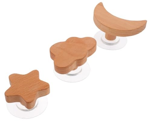 Alipis Teiliges Holz Wandhaken in Wolken Stern und Mond Form Selbstklebende Dekorative Kleiderhaken für Bad Flur und Schlafzimmer Praktisch für Mäntel Hüte Handtücher und Mehr