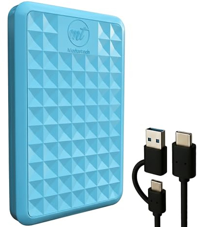 ModusTech Facet 500GB External Hard Drive Portable USB-C/USB 3.1 Plug & Play Ultra- Slim HDD Hard drive for Backup, Gaming, PC, Mac, Laptop, PS4, Xbox, Smart TV (BLUE)