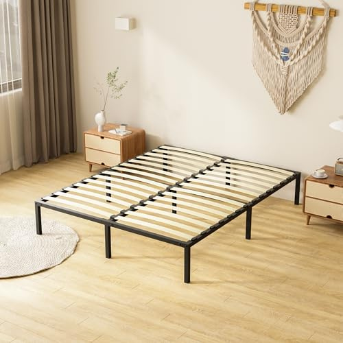 TEENO Sommier 140x190 | Sommier à Lattes avec 9 Pieds | 2x14 Lattes Soutien Ergonomique | Cadre de Lit 140x190 avec Sommier | 26cm de Hauteur | Lit 2 Places Robust pour Chambre
