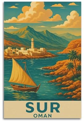 XMUXCY Leinwand-Poster im Vintage-Stil, Reisestil, Motiv: Sur Oman, für moderne Familienschlafzimmer und Büro, Dekoration, Kunstwerk, 20 x 30 cm