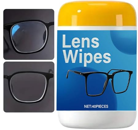 Lens Wipes for Eyeglasses - Lens Cleaning Wipes, 40 Pieces Anti Fog Scratch Proof Lenss Glasses Cleaning Wiipes for Laptop Computer Tablet Camera Gym School Commuting Travel